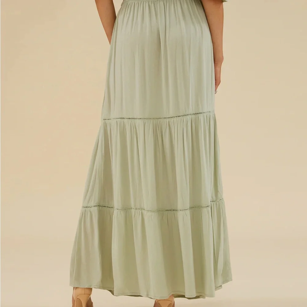 RACHEL PARCELL Bohemian Green Off-Shoulder Skirt Set medium and large - Picture 7 of 11